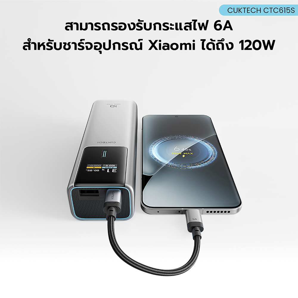สายชาร์จเร็ว CUKTECH รุ่น CTC615S 6A 240W USB-C ยาว 15 ซม. สีขาว (รองรับการชาร์จ PD3.1)_10